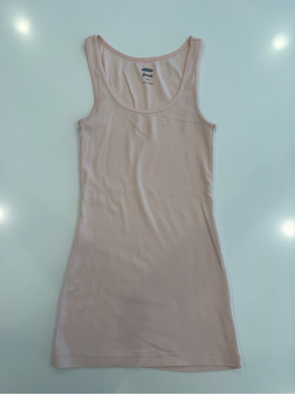 Old Navy Tank Top Women’s S-Light Peach-Ribbed-Wide Racer Back-Hem To Hips